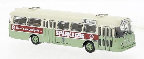 Brekina 59383 Büssing Senator 12 D 1962 autóbusz, Monheim - Sparkasse (H0)