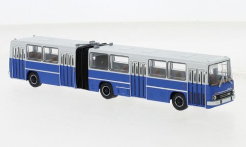 Brekina 59720 Ikarus 280.02 csuklós autóbusz, négyajtós városi autóbusz, szürke/kék, 1972 (H0)