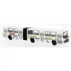   Brekina 59725 Ikarus 280.02 csuklós városi autóbusz, négyajtós, BVG - Pfennigs Feinkost 1990 (H0)
