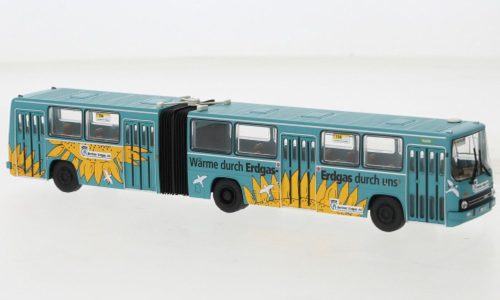 Brekina 59726 Ikarus 280.02 csuklós városi autóbusz, négyajtós, BVB - Erdgas, 1990 (H0)