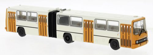 Brekina 59727 Ikarus 280.02 csuklós autóbusz, négyajtós városi autóbusz, fehér/narancs, 1985 (H0)