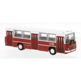   Brekina 59807 Ikarus 260 autóbusz, háromajtós városi autóbusz, Feuerwehr Flughafen Leipzig, 1972 (H0)
