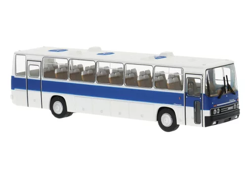 Brekina 59821 Ikarus 250 autóbusz, 2 ajtós, fehér, kék csíkkal (H0)