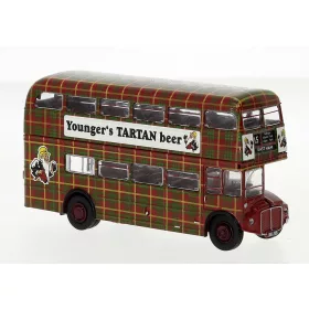   Brekina 61107 AEC Routemaster 1960 emeletes városi autóbusz, Younger's Tartan beer (H0)