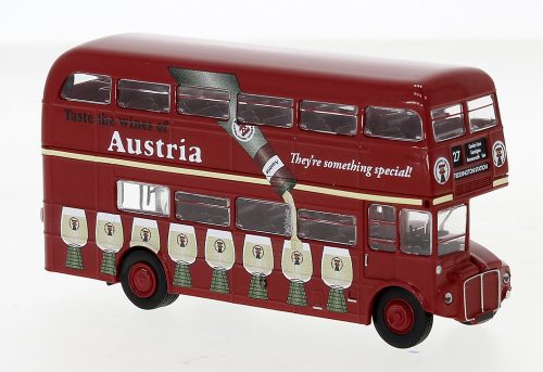 Brekina 61113 AEC Routemaster 1965 emeletes városi autóbusz, London Transport - Austria Wine 