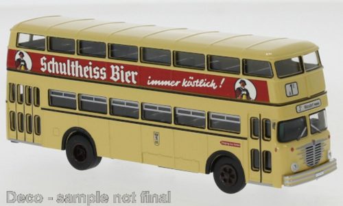 Brekina 61251 Büssing D2U emeletes autóbusz 1960, BVG - Schultheiss Bier (H0)