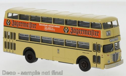 Brekina 61254 Büssing D2U emeletes autóbusz 1960, BVG - Jägermeister (H0)