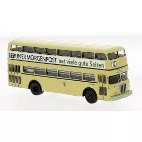  Brekina 61259 Büssing D2U emeletes városi autóbusz, BVG - Berliner Morgenpost 1960 (H0)