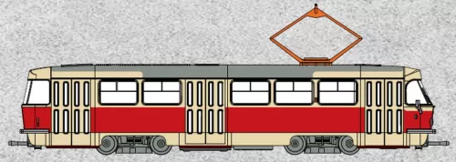 Brekina 64500 Tatra villamos, bézs/piros (H0)