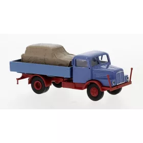   Brekina 71537 IFA S 4000-1 platós teherautó 1960, kék, rakománnyal (H0)