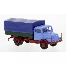   Brekina 71538 IFA S 4000-1 ponyvás teherautó 1960, Economy - kék/sötétzöld (H0)