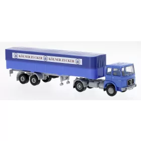   Brekina 78150 MAN F7 nyergesvontató, ponyvás félpótkocsival - Kölner Zucker, 1968 (H0)