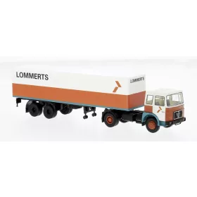   Brekina 78163 MAN F7 nyergesvontató, dobozos félpótkocsival - Lommerts, 1970 (H0)