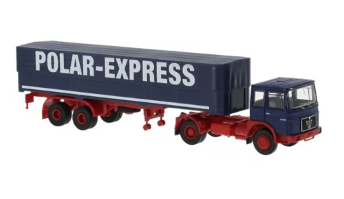 Brekina 78166 MAN F7 nyergesvontató, dobozos félpótkocsival - Polar-Express 1968 (H0)