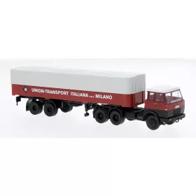   Brekina 82253 Henschel F221S nyergesvontató, ponyvás félpótkocsival - Union-Spedition (H0)