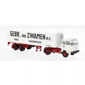   Brekina 82255 Henschel F161 nyergesvontató, dobozos félpótkocsival - van Zwamen (H0)