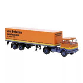   Brekina 82257 Henschel F161 nyergesvontató, ponyvás félpótkocsival - van Swieten (H0)