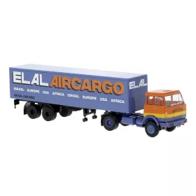   Brekina 82258 Henschel F161 nyergesvontató, ponyvás félpótkocsival - ELAL-Aircargo von van Swieten (H0)