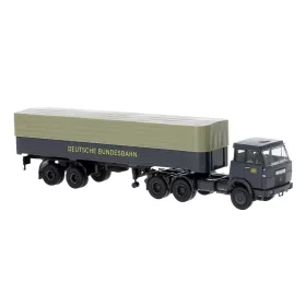   Brekina 82261 Henschel F161 nyergesvontató, ponyvás félpótkocsival - Deutsche Bundesbahn (H0)