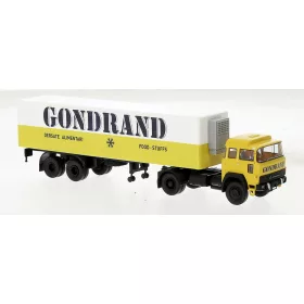  Brekina 83285 Magirus D310 D16 nyergesvontató 1974, hűtődobozos félpótkocsival, Gondrand (I) (H0)