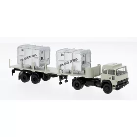   Brekina 83288 Magirus D310 D16 nyergesvontató 1974, rakoncás félpótkocsival - DB (H0)