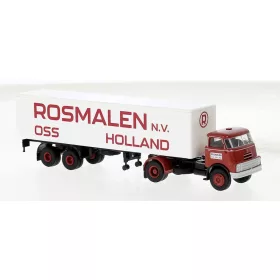  Brekina 85234 DAF DO 2000 nyergesvontató 1957, ponyvás félpótkocsival - Rosmalen, Text (H0)
