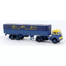   Brekina 85237 DAF DO 2000 nyergesvontató 1957, ponyvás félpótkocsival - SBS (H0)