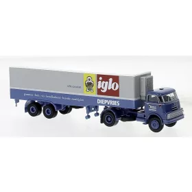   Brekina 85241 DAF DO 2000 nyergesvontató 1957, hűtődobozos félpótkocsival - Iglo (H0)