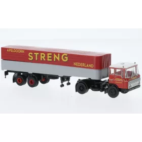   Brekina 85283 DAF FT 2600 nyergesvontató 1962, ponyvás félpótkocsival, Streng (H0)