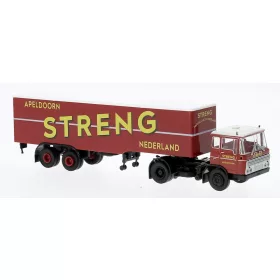   Brekina 85284 DAF FT 2600 nyergesvontató 1962, dobozos félpótkocsival, Streng (H0)