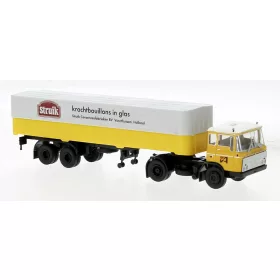  Brekina 85289 DAF FT 2600 nyergesvontató 1962, ponyvás félpótkocsival, van Amerongen - Struik (H0)
