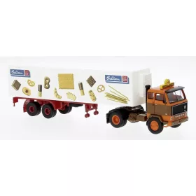   Brekina 85672 Volvo F 89 nyergesvontató, dobozos félpótkocsival - Bahlsen 1972 (H0)