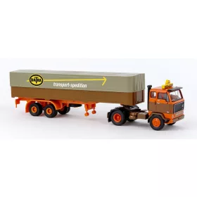  Brekina 85673 Volvo F 89 nyergesvontató, dobozos félpótkocsival - Datra 1972 (H0)