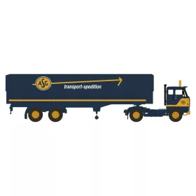   Brekina 85676 Volvo F 89 nyergesvontató, dobozos félpótkocsival - ASG 1972 (H0)
