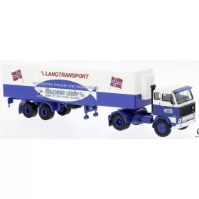   Brekina 85684 Volvo F 89 nyergesvontató, hűtődobozos félpótkocsival - Hallward Leröy (NO), 1972 (H0)