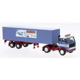   Brekina 85685 Volvo F 89 nyergesvontató, dobozos félpótkocsival - Rynart 1972 (H0)