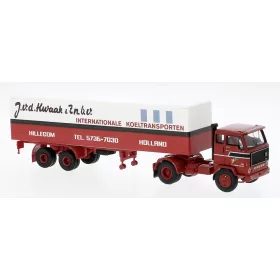   Brekina 85687 Volvo F 89 nyergesvontató, dobozos félpótkocsival - v.d.Kwaak, 1972 (H0)