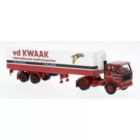   Brekina 85688 Volvo F 89 nyergesvontató, hűtődobozos félpótkocsival - v.d.Kwaak, 1972 (H0)