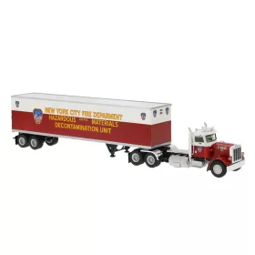   Brekina 85721 Peterbilt 359 nyergesvontató, dobozos félpótkocsival - FDNY (H0)