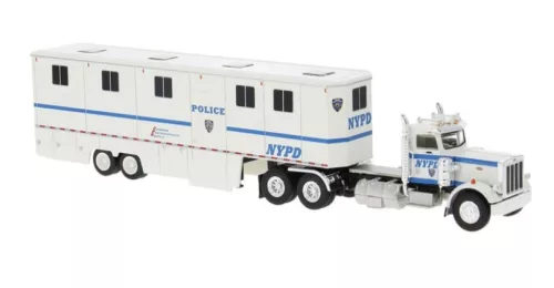 Brekina 85724 Peterbilt 359 nyergesvontató, dobozos félpótkocsival - NYPD (H0)