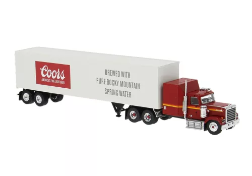 Brekina 85786 Chevrolet Bison nyergesvontató, dobozos félpótkocsival - Coors (H0)