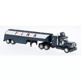   Brekina 85810 Mack RS 700 nyergesvontató, üzemanyagszállító félpótkocsival - FINA, 1966 (H0)