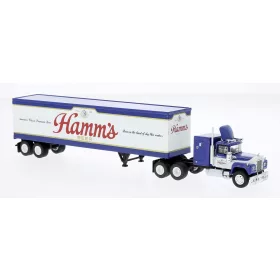   Brekina 85811 Mack RS 700 nyergesvontató, dobozos félpótkocsival - Hamms Beer, 1966 (H0)
