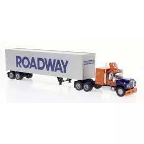   Brekina 85813 Mack RS 700 nyergesvontató, dobozos félpótkocsival - Roadway, 1966 (H0)