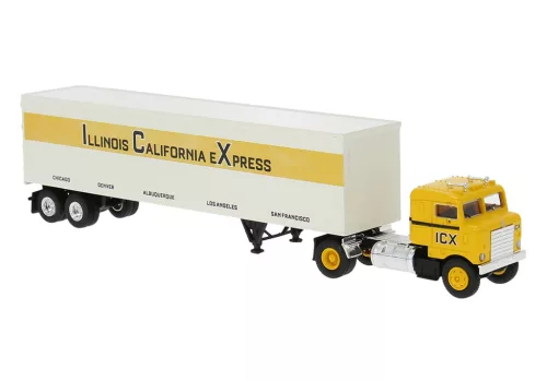 Brekina 85958 Kenworth Bullnose nyergesvontató, dobozos félpótkocsival - ICX (H0)
