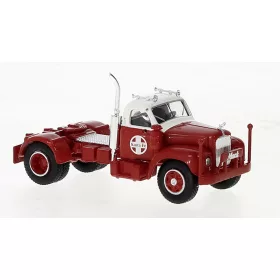   Brekina 85980 Mack B 61 nyergesvontató, piros/fehér, Santa Fe, 1953 (H0)