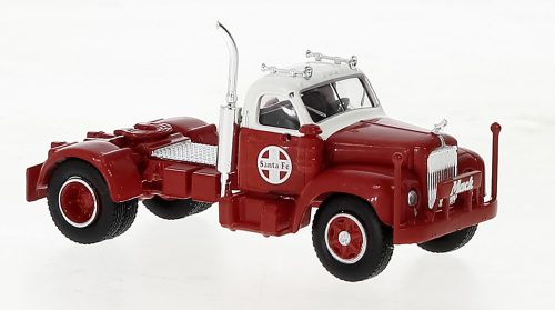 Brekina 85980 Mack B 61 nyergesvontató, piros/fehér, Santa Fe, 1953 (H0)