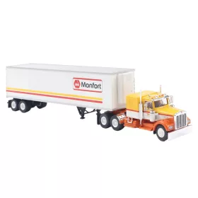   Brekina 86257 Kenworth W900 nyergesvontató, dobozos félpótkocsival - Monfort (H0)