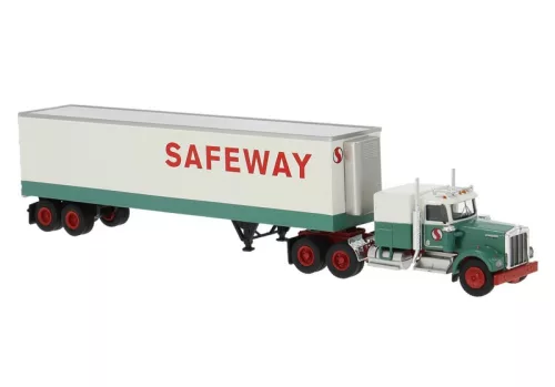 Brekina 86259 Kenworth W900 nyergesvontató, dobozos pótkocsival - Safeways (H0)