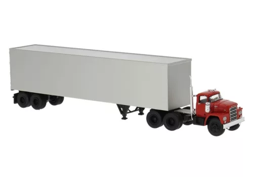 Brekina 86305 Dodge LCF nyergesvontató, dobozos félpótkocsival (H0)